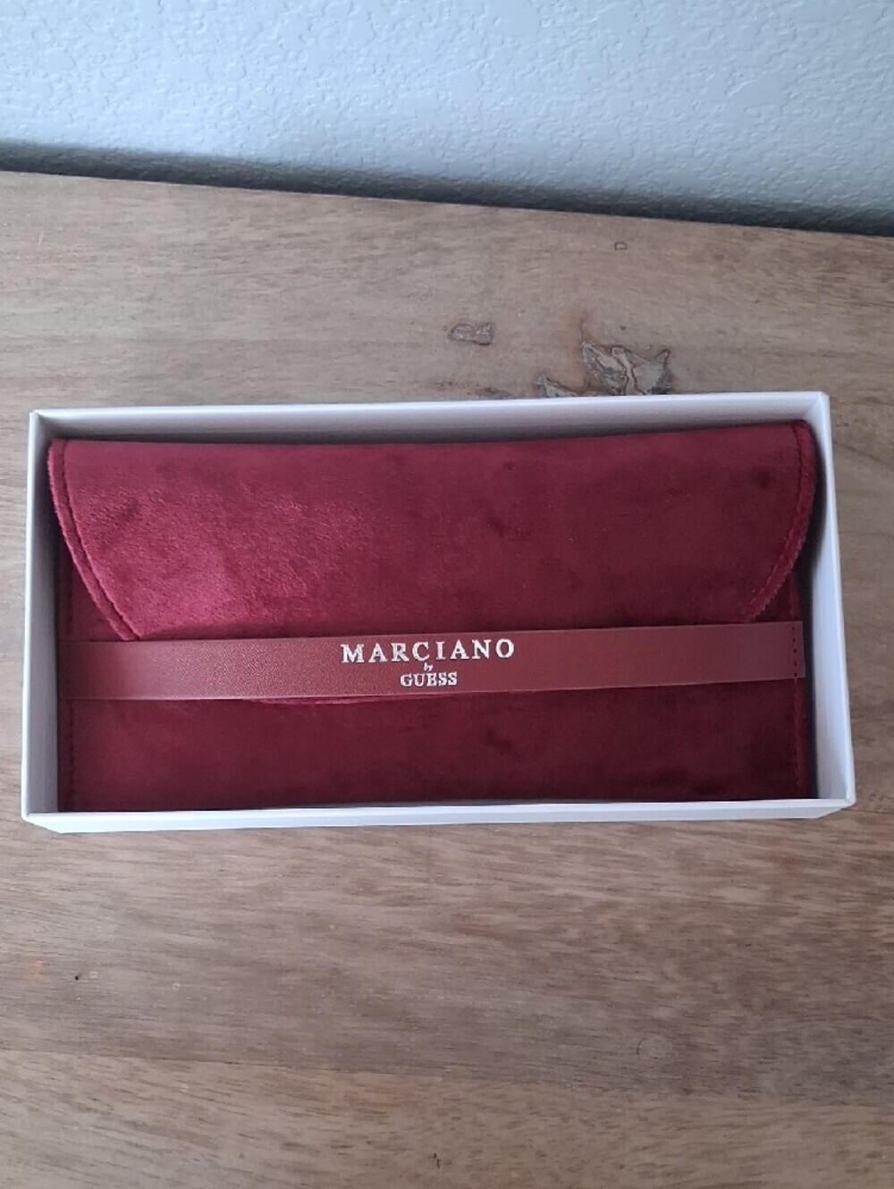 Guess by Marciano Burgundy Suede Case with Tortoiseshell Cat-Eye Sunglasses - Picture 7 of 7